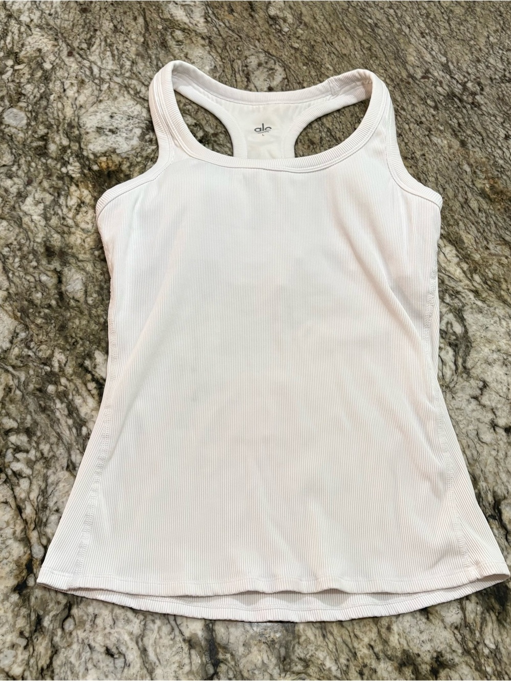 Alo Yoga White Ribbed Tank Top